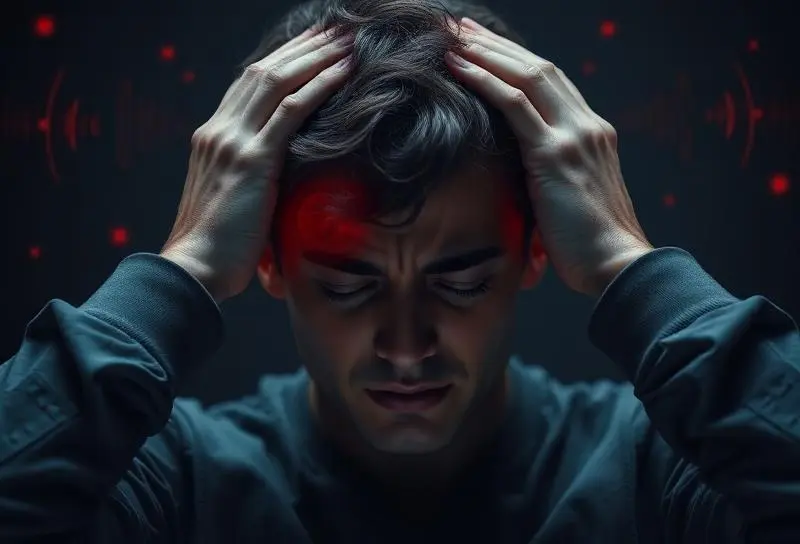 Person suffering from tinnitus pain